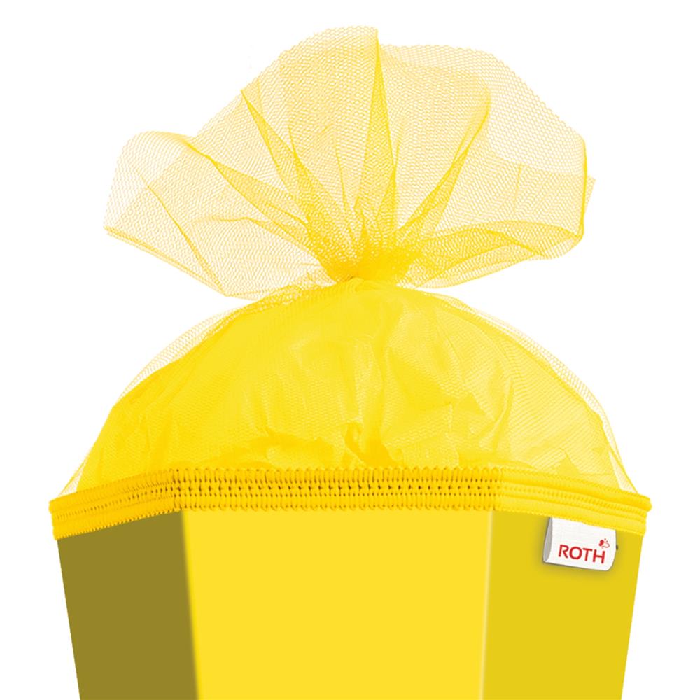 Roth Schultüte-Rohling/Basteltüte, gelb, 85cm, eckig, Rot(h)-Spitze, mit Tüllverschluss