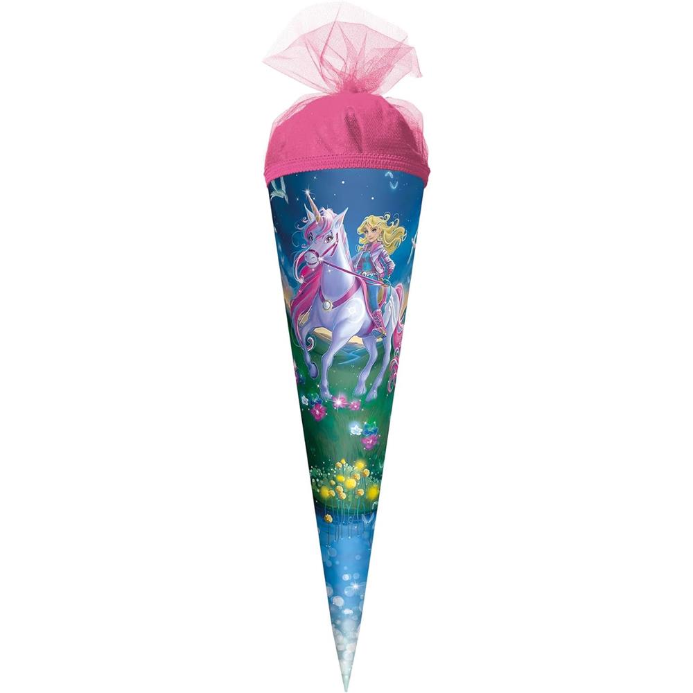 Roth Schultüte Magische Einhornreiterin, 22cm, rund, Tüllverschluss