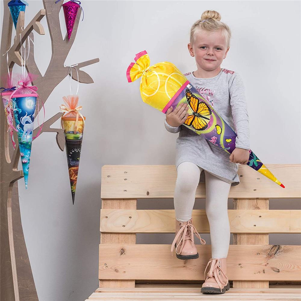 Roth Schultüte Stoffwunder Schmetterling, 70cm, rund, Rot(h)-Spitze, mit Stoffverschluss