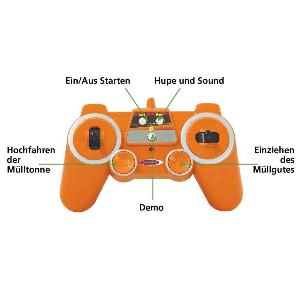 Jamara Sender 2,4GHz orange Fernsteuerung Fernbedienung für Müllwagen Mercedes-Benz Antos