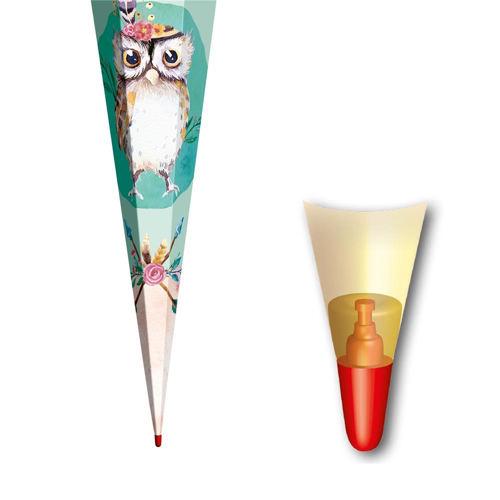 Roth Schultüte Eule Lieselotte, 85cm, eckig, Rot(h)-Spitze, Tüllverschluss