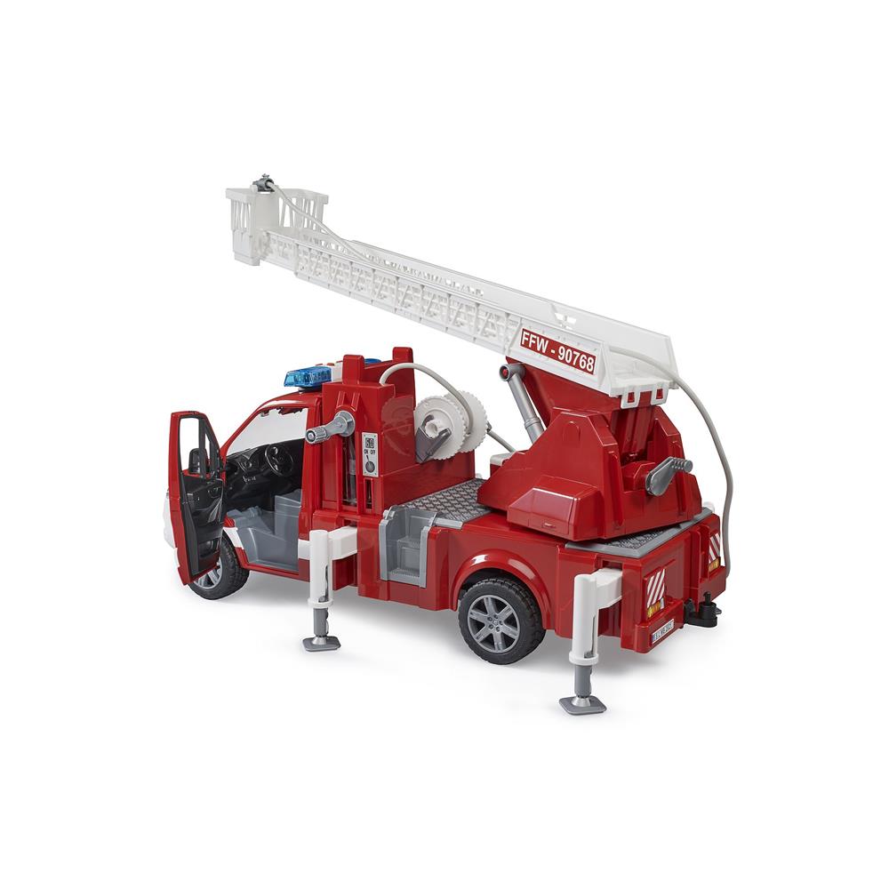 Bruder 02673 - MB Sprinter Feuerwehr mit Drehleiter, Pumpe, mit Licht & Sound Modul