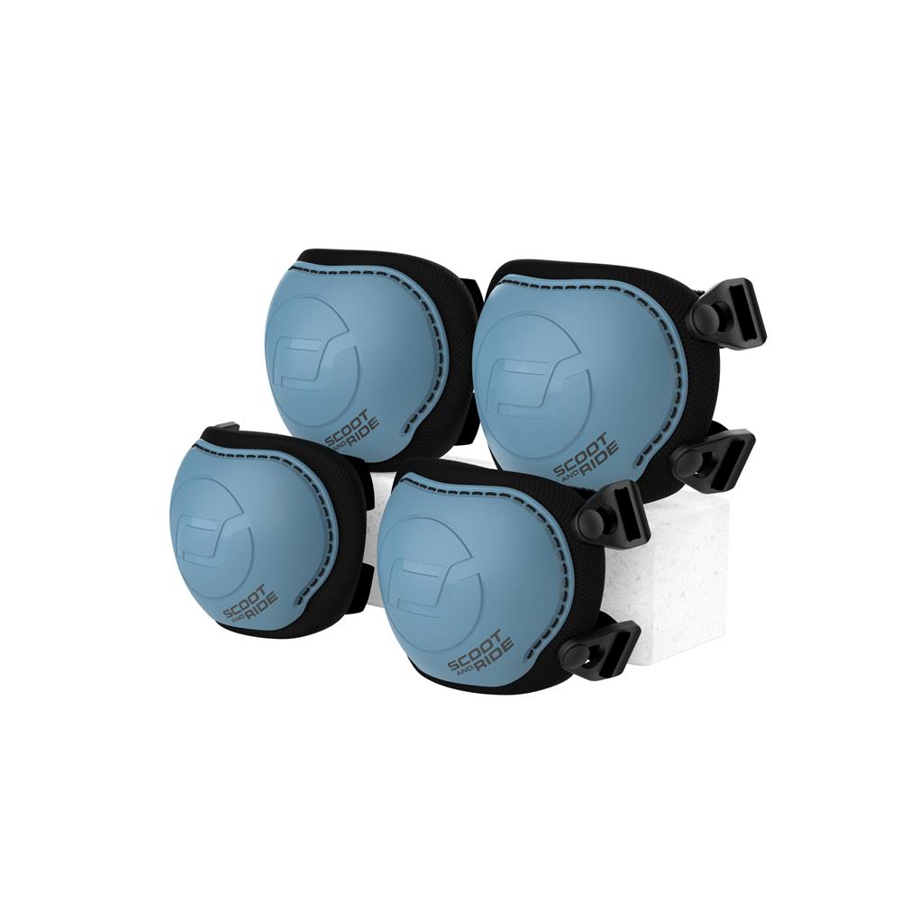 Scoot & Ride Protective Set, Größe S, steel, Knieschoner und Ellbogenschoner Set in blau