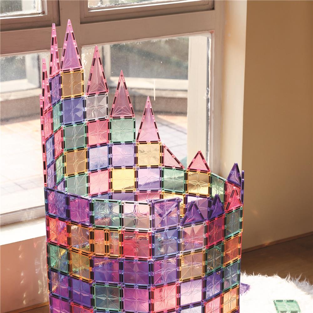 Cleverclixx Großer Kreativ-Bausatz in Pastellfarben 125 Teile, Magnetfliesen, Magnetspielzeug