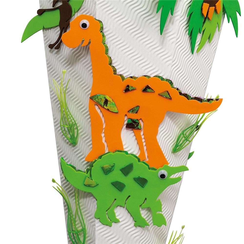 Roth Schultüte-Bastelset, Dinosaurier, 68cm, eckig, Rot(h)-Spitze, Kreppverschluss