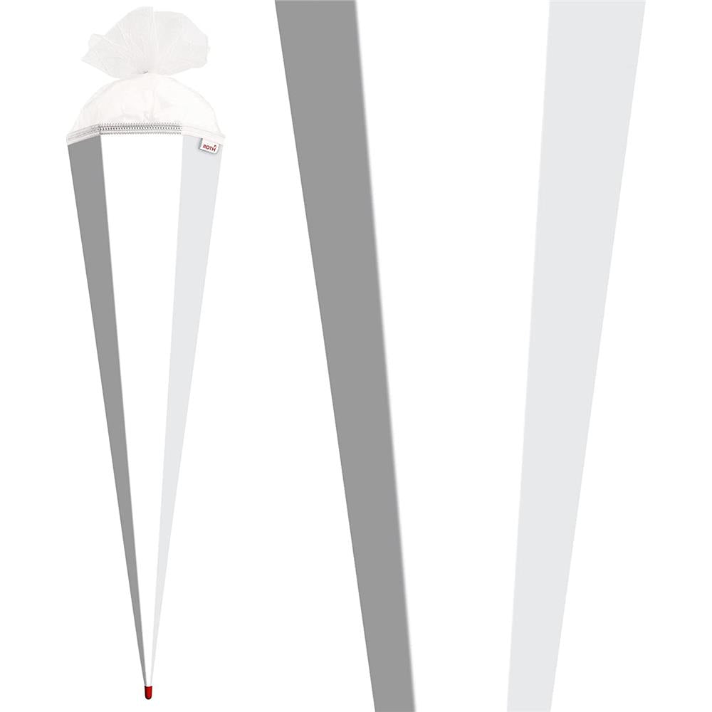 Roth Extra große XXL Schultüte-Rohling/Basteltüte, weiß, 100cm, eckig, Rot(h)-Spitze, Tüllverschluss