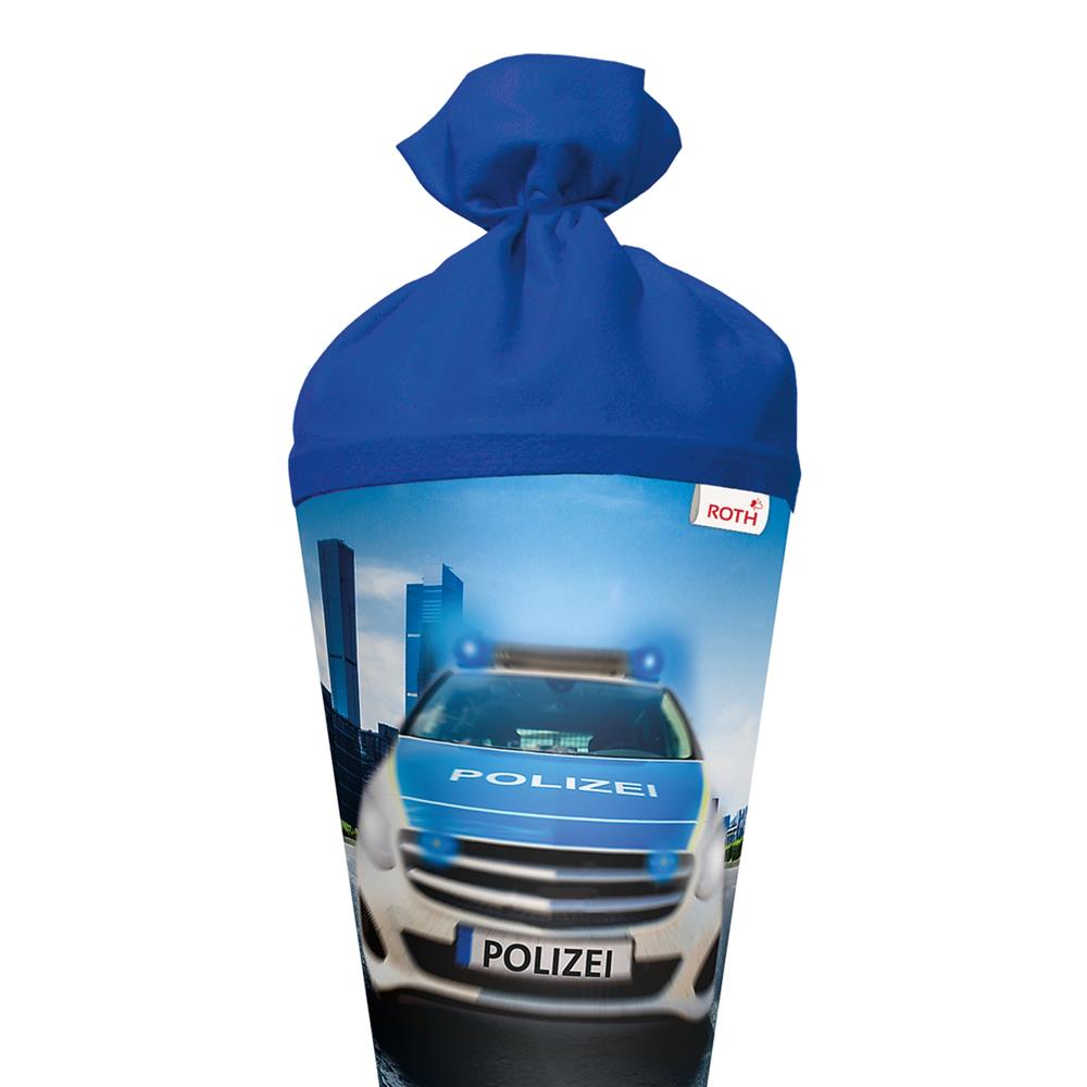 Roth Schultüte Polizei 110, 70cm, rund, Rot(h)-Spitze, Filzverschluss