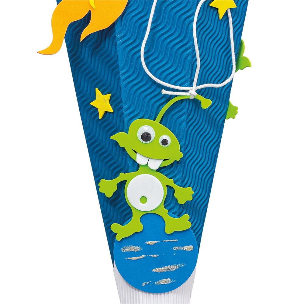 Roth Schultüte-Bastelset, Space, 68cm, eckig, Rot(h)-Spitze, Kreppverschluss