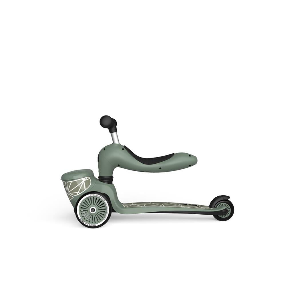 Scoot & Ride Highwaykick 1 Lifestyle, green lines - Kinderroller mit Aufbewahrungsbox