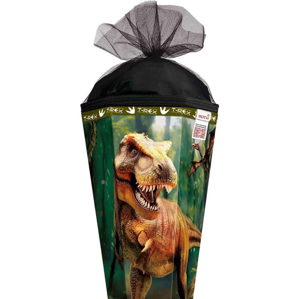 Roth Schultüte Dinosaurier T-Rex, 85cm, eckig, Rot(h)-Spitze, Tüllverschluss, mit Sound