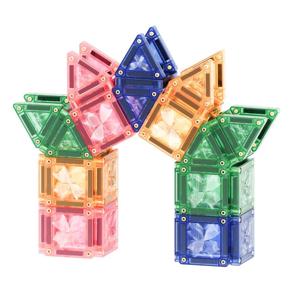 Cleverclixx Mini Tiles Pack Pastellfarben 28 Teile, kompaktes Design für unterwegs ToGo, inklusive Aufbewahrungsbox, Magnetspielzeug