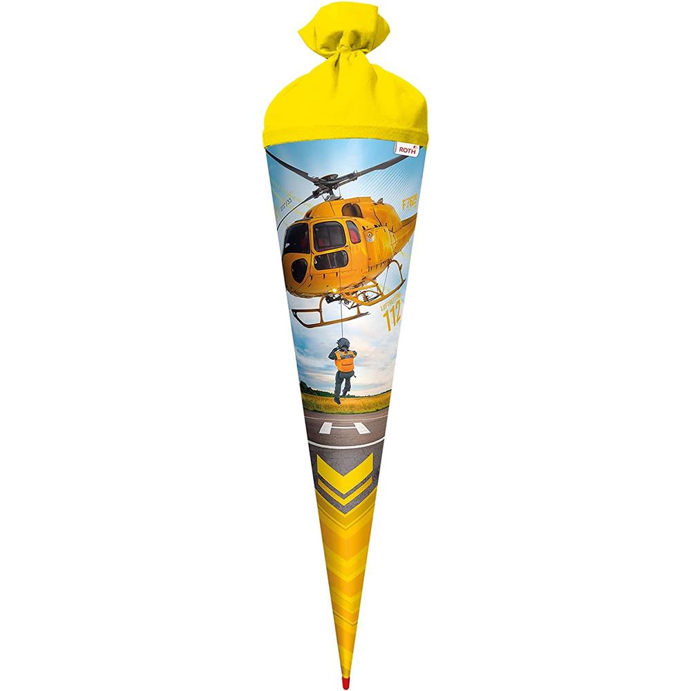 Roth Schultüte Helikopter, 70cm, rund, Rot(h)-Spitze, Filzverschluss