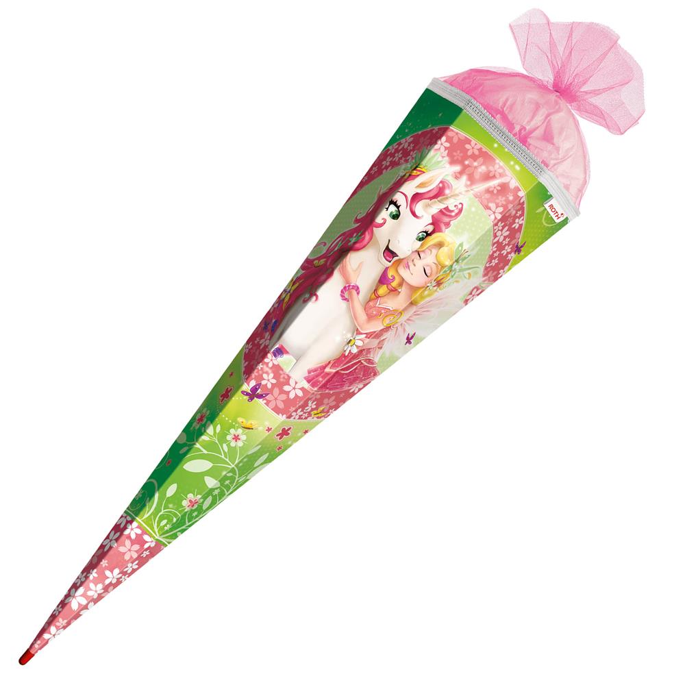 Roth Schultüte Einhornglück, 85cm, eckig, Rot(h)-Spitze, Tüllverschluss