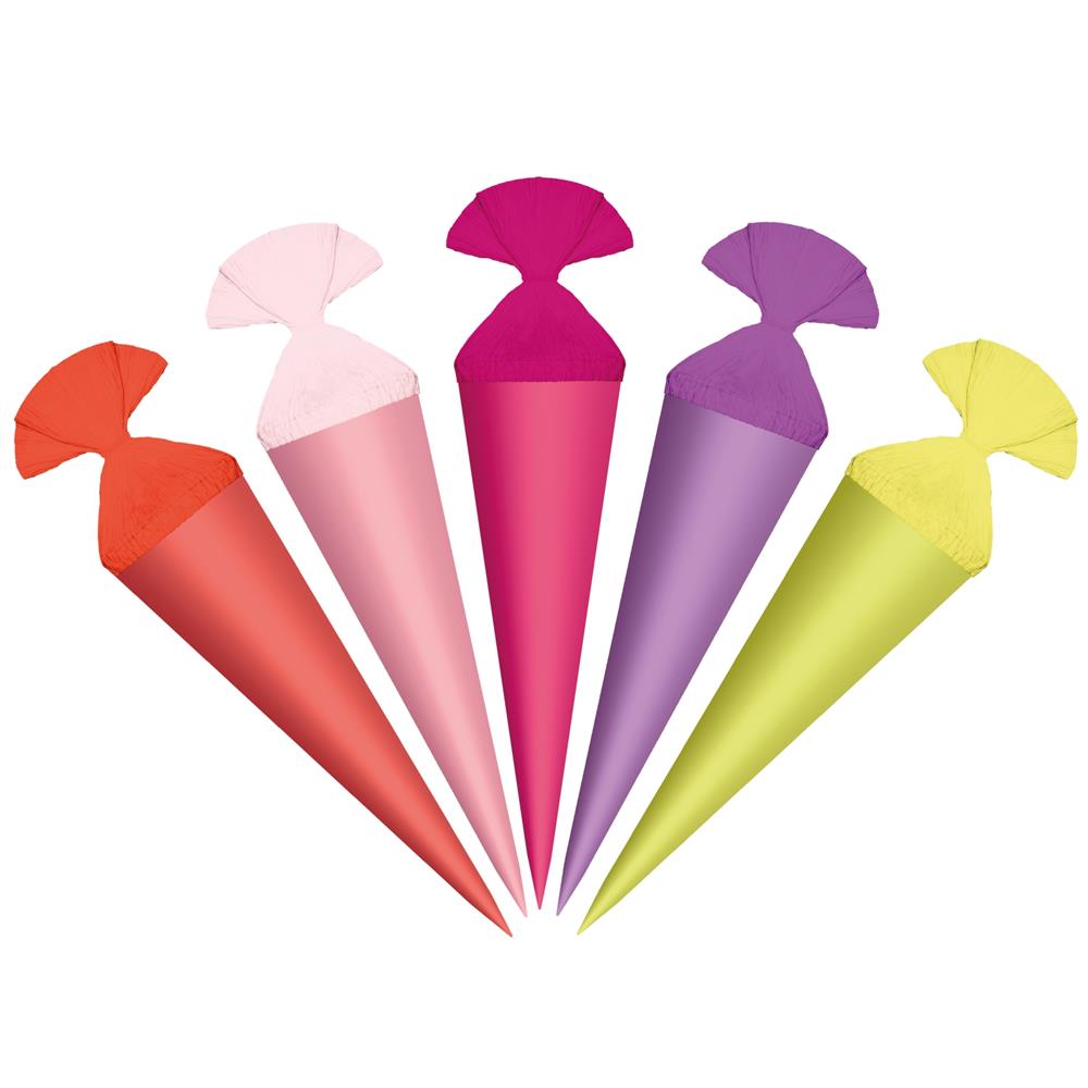 Roth Deko-Schultüten 12 cm Uni Mädchen – 5er Set