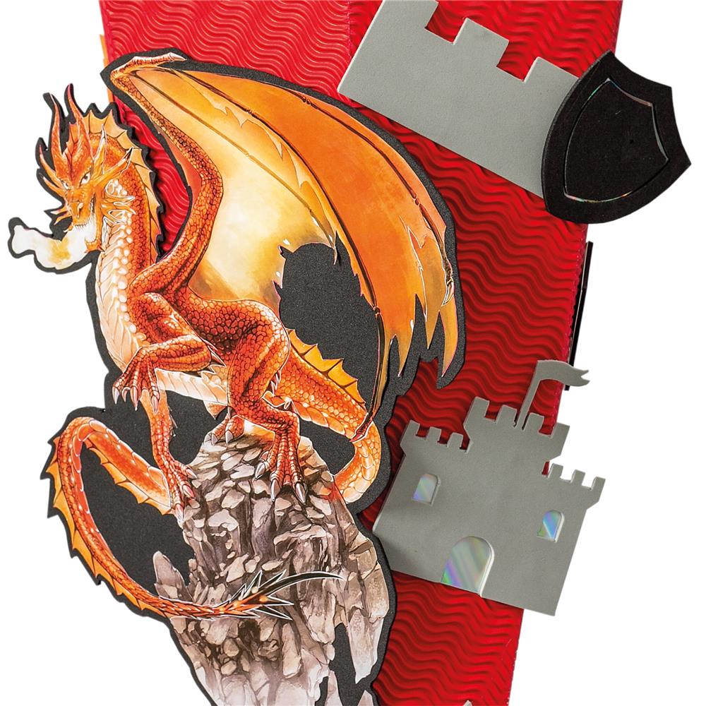 Roth Schultüte-Bastelset, Feuerdrache, 68cm, eckig, Rot(h)-Spitze, Kreppverschluss