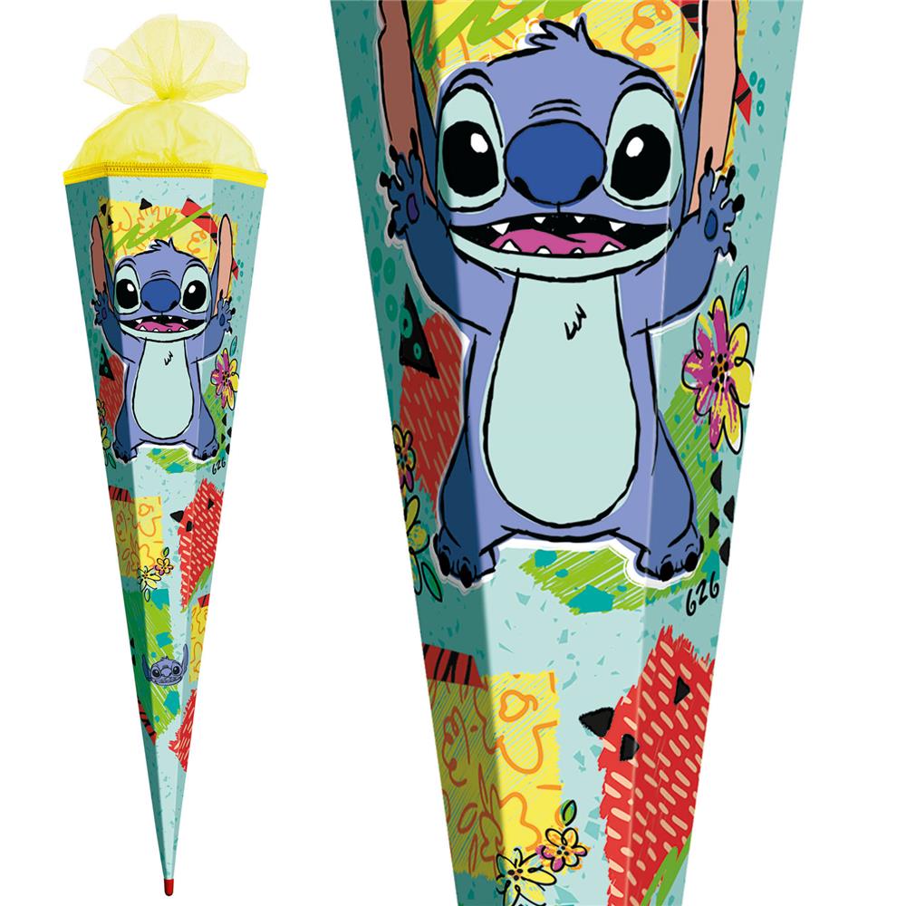 Roth Schultüte Disney Stitch, 85cm, eckig, Rot(h)-Spitze, Tüllverschluss