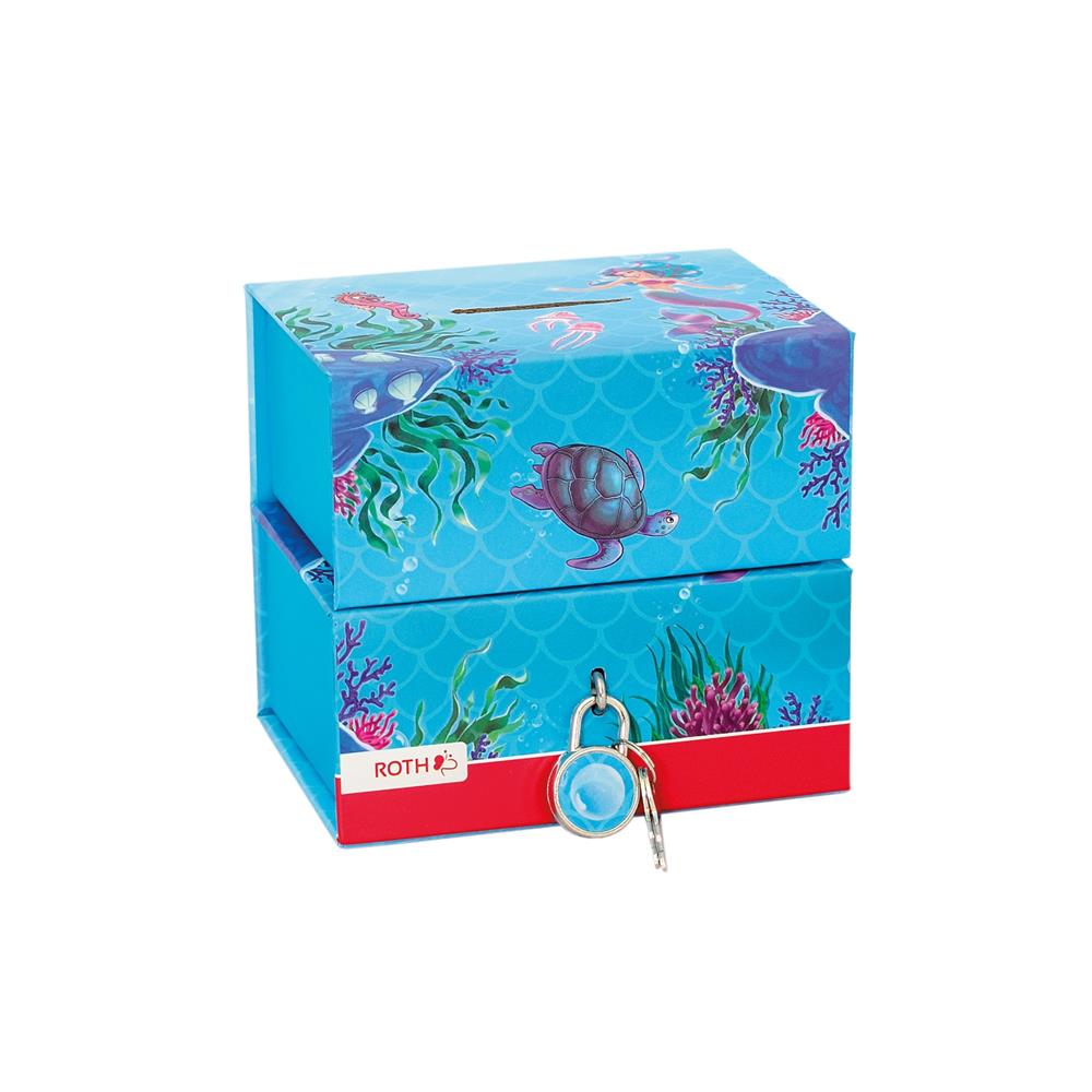 Roth Spardose Meerjungfrau, mit 2 getrennten Boxen, mit Magnet und Vorhängeschloss