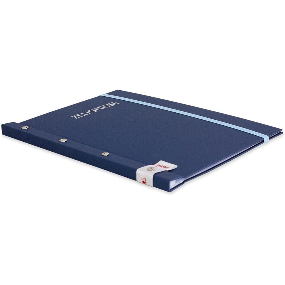 Roth Zeugnismappe Metallium Blau, mit 12 A4 Klarsichthüllen, im Buchleineinband