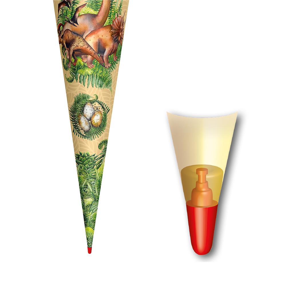 Roth Schultüte Dinosaurier Veganosaurus, 70cm, rund, Rot(h)-Spitze, Filzverschluss