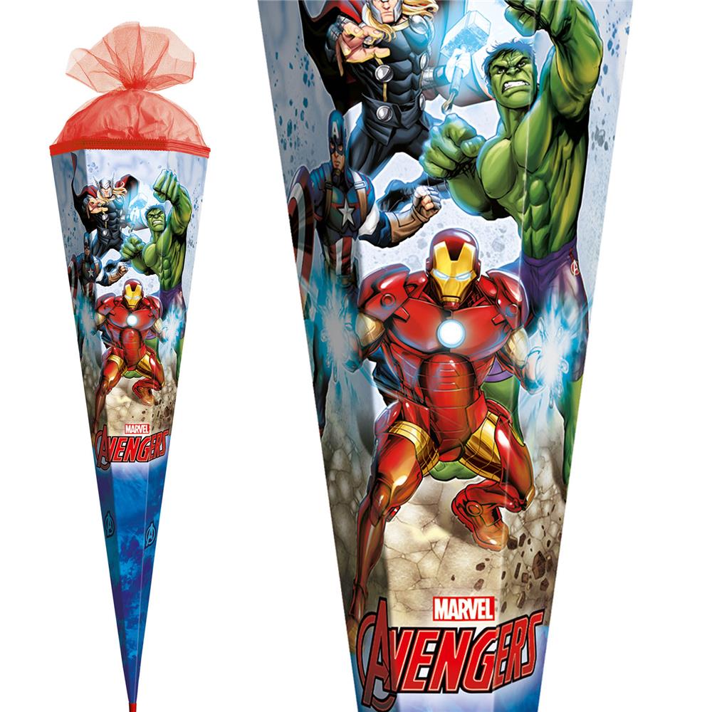 Roth Schultüte Marvel Avengers, 85cm, eckig, Rot(h)-Spitze, Tüllverschluss