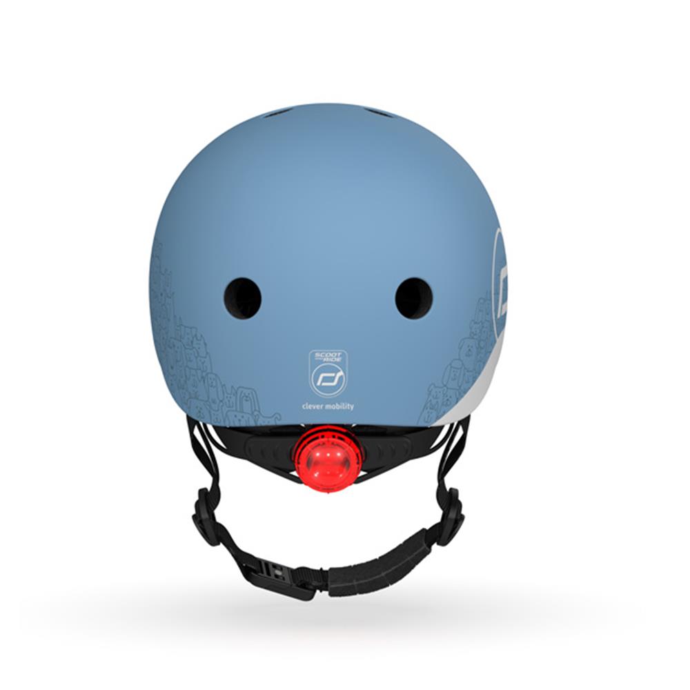 Scoot & Ride Reflektierender Kinderhelm Größe XXS-S (45-51 cm) steel - mit LED-Licht