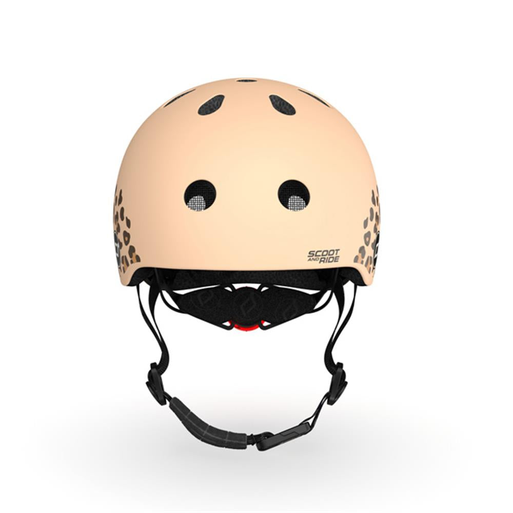 Scoot & Ride Kinderhelm Größe XXS-S (45-51 cm) leopard - Schutzhelm mit LED-Licht