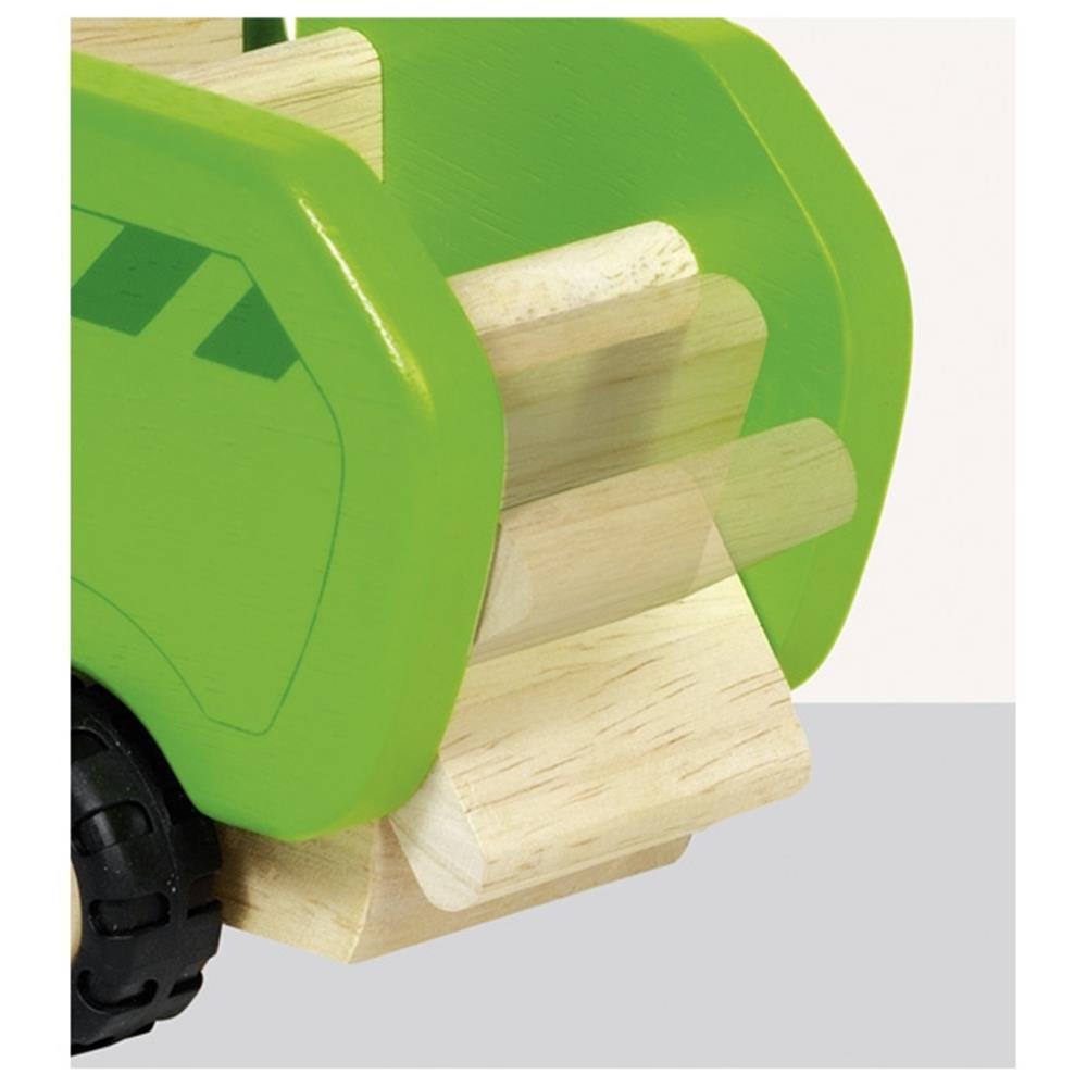 Goki Nutzfahrzeug aus Holz - Müllwagen mit Spielfigur