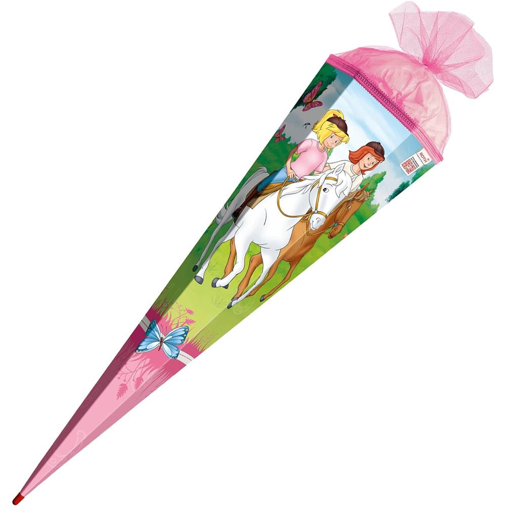 Roth Schultüte Bibi und Tina - Pferdefreunde, 85cm, eckig, Rot(h)-Spitze, Tüllverschluss