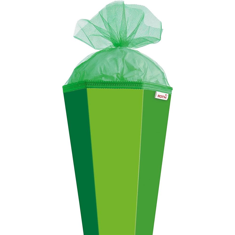 Roth Extra große XXL Schultüte-Rohling/Basteltüte, grün, 100cm, eckig, Rot(h)-Spitze, Tüllverschluss