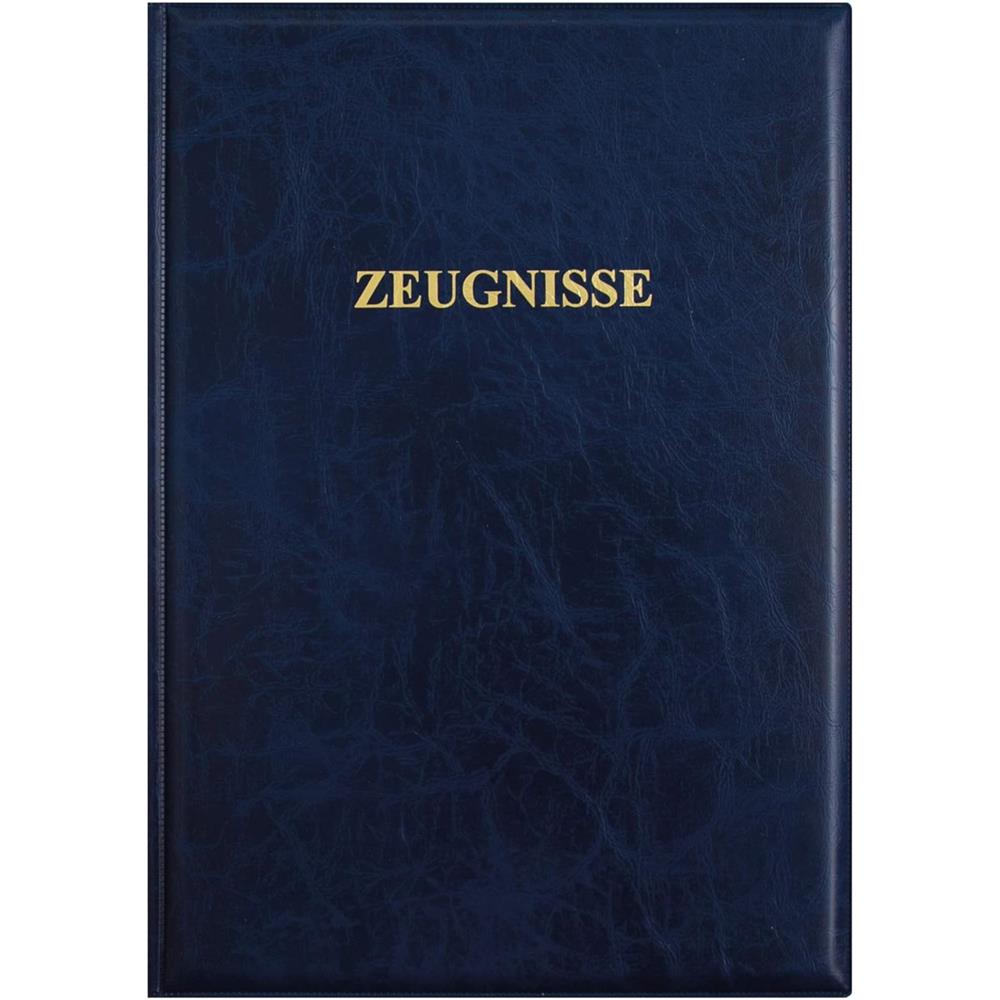 Roth Zeugnismappe in Lederoptik Dunkelblau, mit 12 A4 Klarsichthüllen, dokumentenecht
