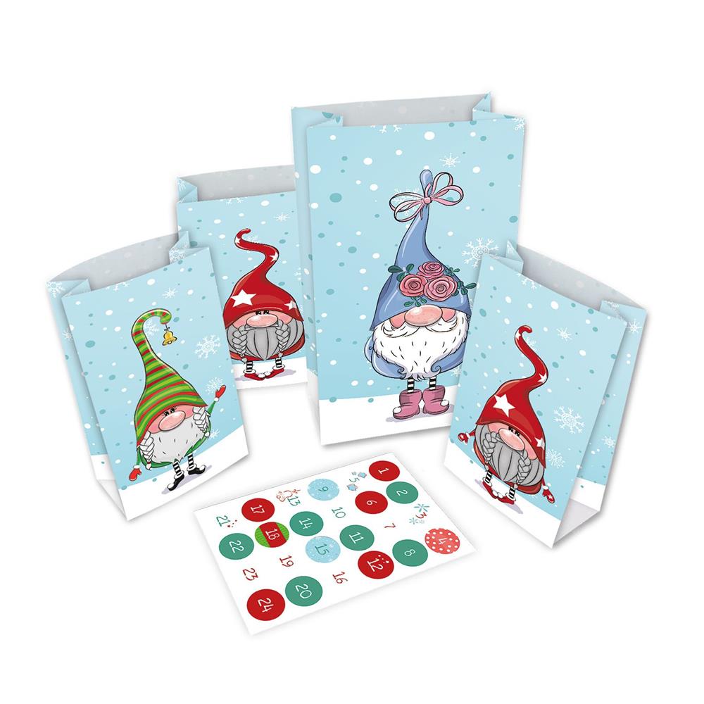 Roth Adventskalender-Tüten Wichtel – 24 liebevoll gestaltete Tüten zum Befüllen