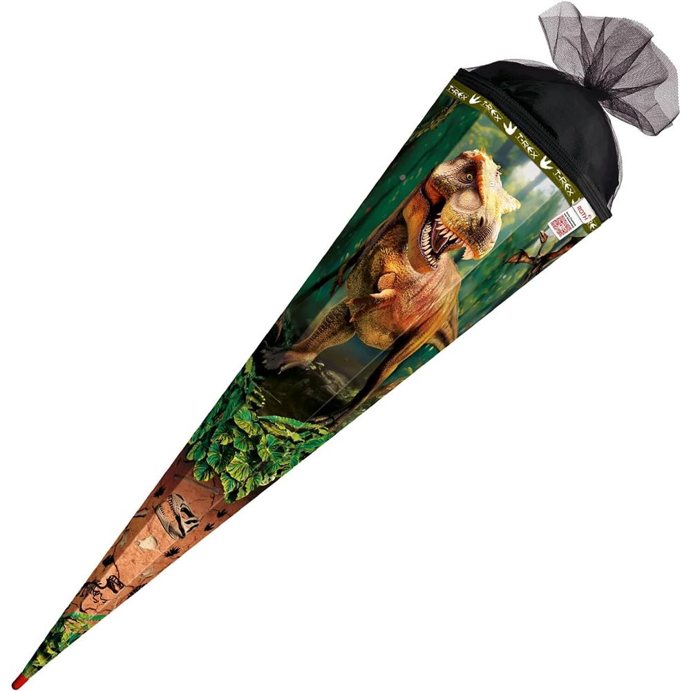 Roth Schultüte Dinosaurier T-Rex Welt, 85cm, eckig, Rot(h)-Spitze, Tüllverschluss, mit Sound