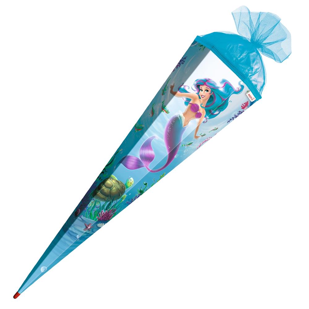 Roth Extra große XXL Schultüte Meerjungfrau, 100cm, eckig, Rot(h)-Spitze, Tüllverschluss