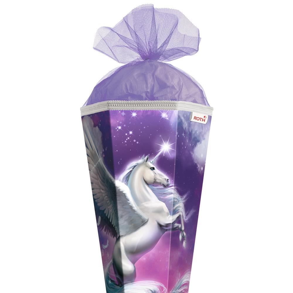 Roth Schultüte Magic Pegasus, 85cm, eckig, Rot(h)-Spitze, Tüllverschluss, Glitter