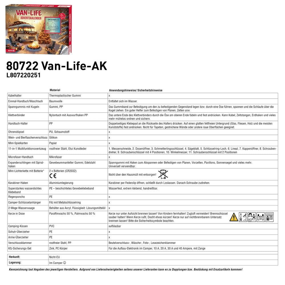 Roth Van-Life-Adventskalender – 24 Camping-Überraschungen & Reisebuch
