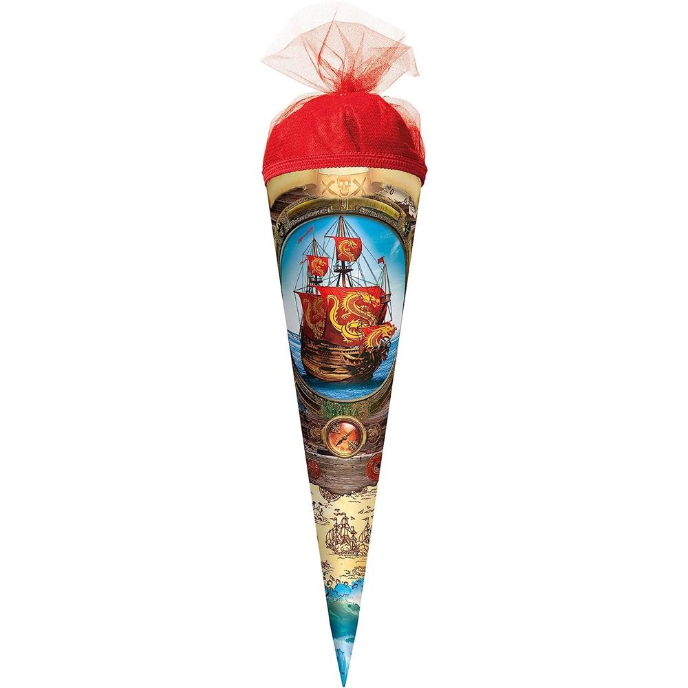Roth Schultüte Piratenschiff, 22cm, rund, Tüllverschluss