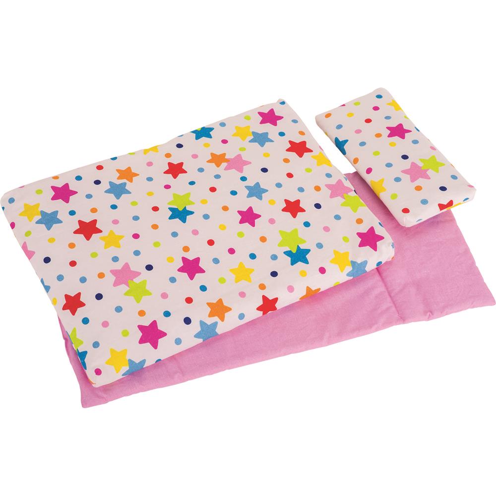 goki Puppenbettzeug Sterne, Puppenbettwäsche, bunt/rosa