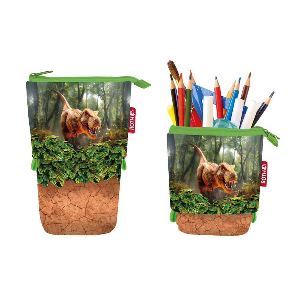 Roth Federmäppchen T‑Rex Welt - 2in1 Mäppchen & Stiftebecher für Schule