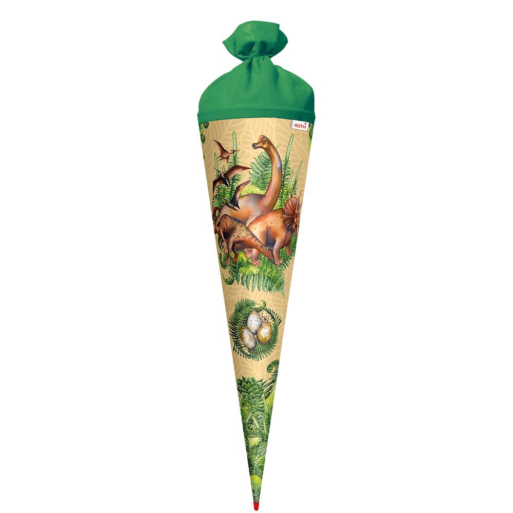 Roth Schultüte Dinosaurier Veganosaurus, 70cm, rund, Rot(h)-Spitze, Filzverschluss