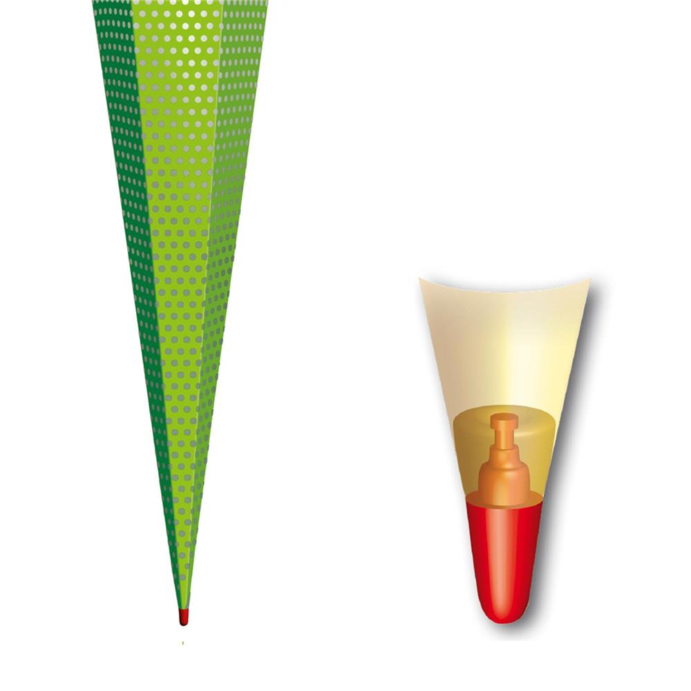 Roth Schultüte-Rohling/Basteltüte, grün mit Punkten, Folie, 85cm, eckig, Rot(h)-Spitze, mit Tüllverschluss (weiß)