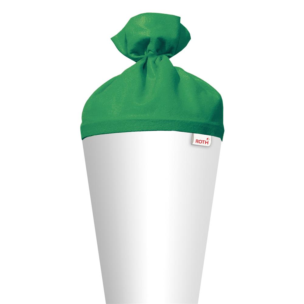 Roth Schultüte-Rohling/Basteltüte, weiß, 70cm, rund, Rot(h)-Spitze, mit Filzverschluss (grün)