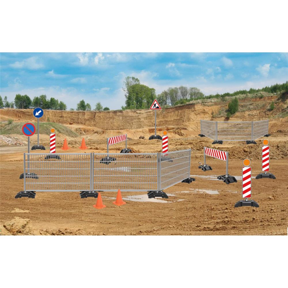 Jamara Baustellenset 1:20 38-tlg. Schranken Pylone Warnschilder Verkehrsschilder Leitbaken Spielset