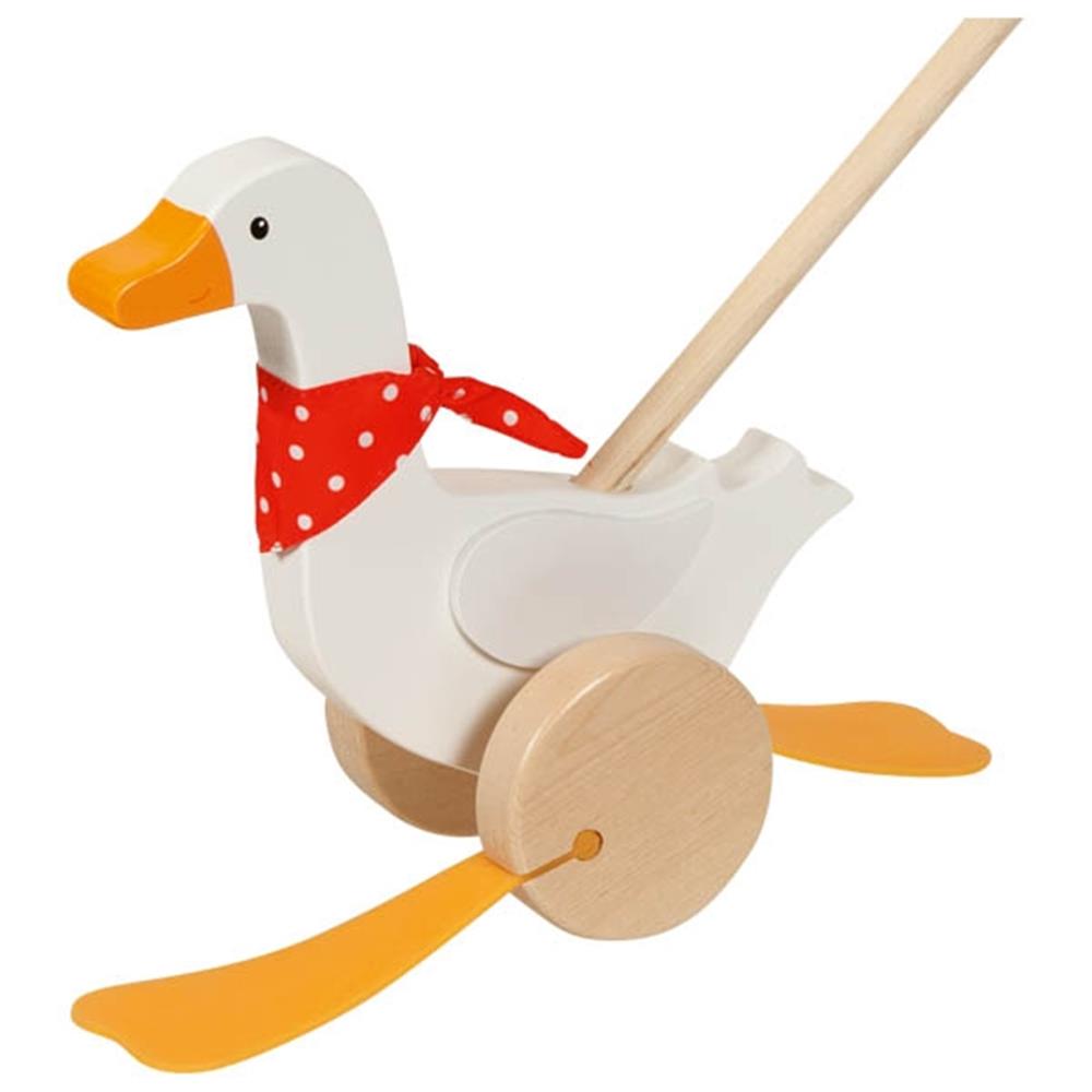 Goki Schiebetier Gans Bertha, Holzspielzeug für Kleinkinder