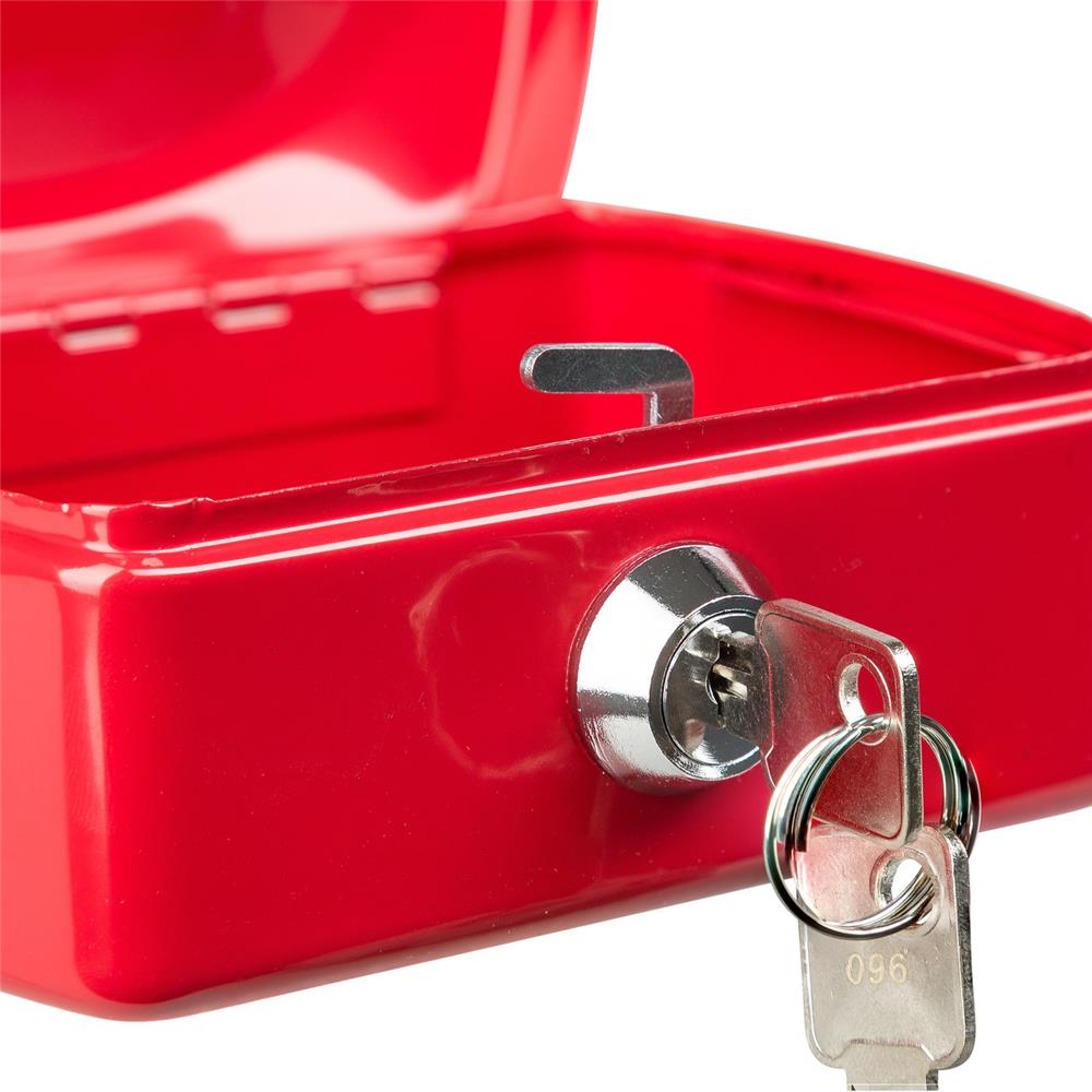 Idena Geldkassette mini, mit 6 Fächern, aus Metall, rot, mit Schlüssel