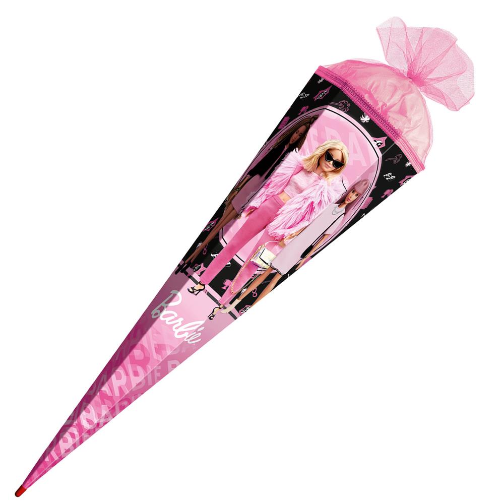 Roth Schultüte Barbie, 85cm, eckig, Rot(h)-Spitze, Tüllverschluss