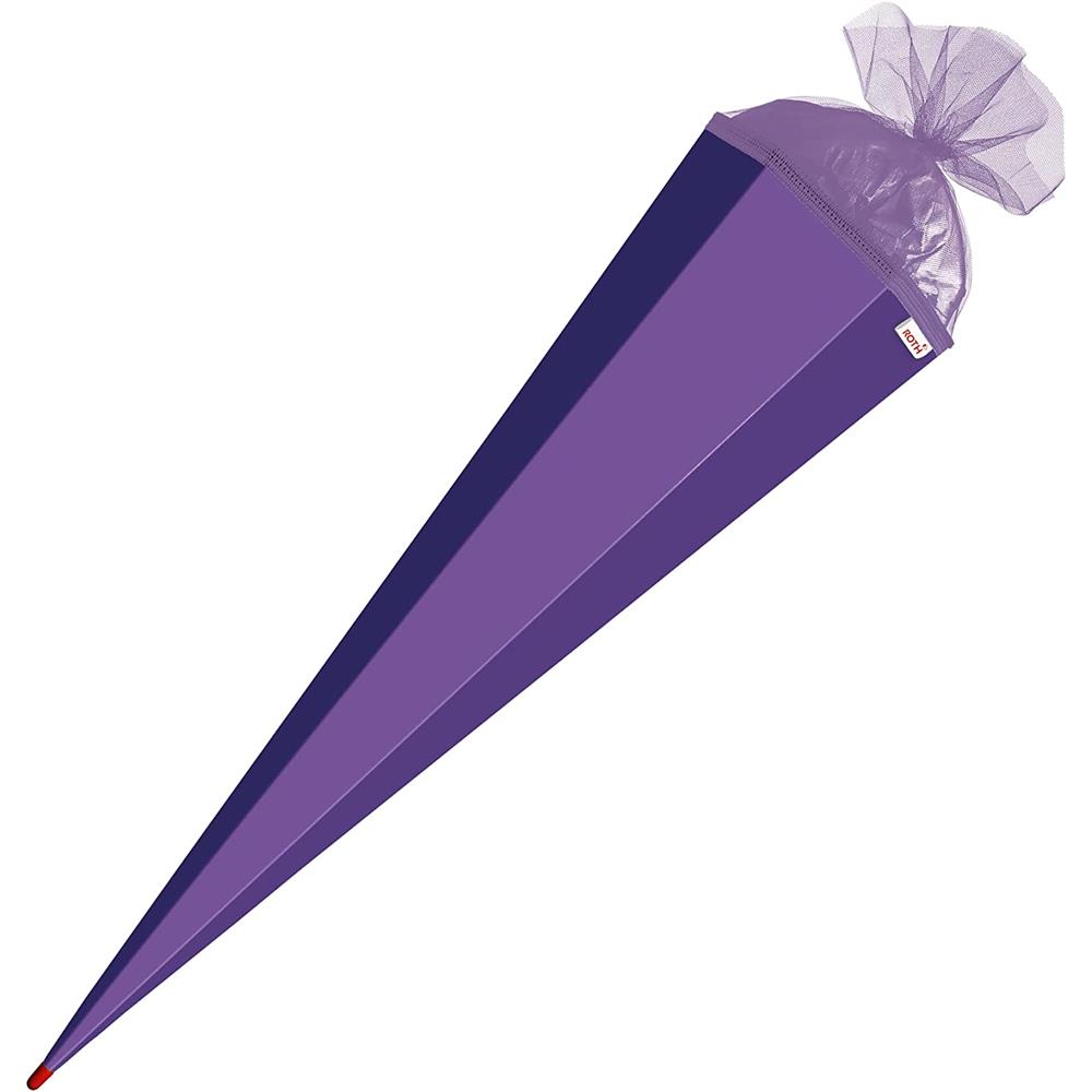 Roth Extra große XXL Schultüte-Rohling/Basteltüte, lila, 100cm, eckig, Rot(h)-Spitze, Tüllverschluss