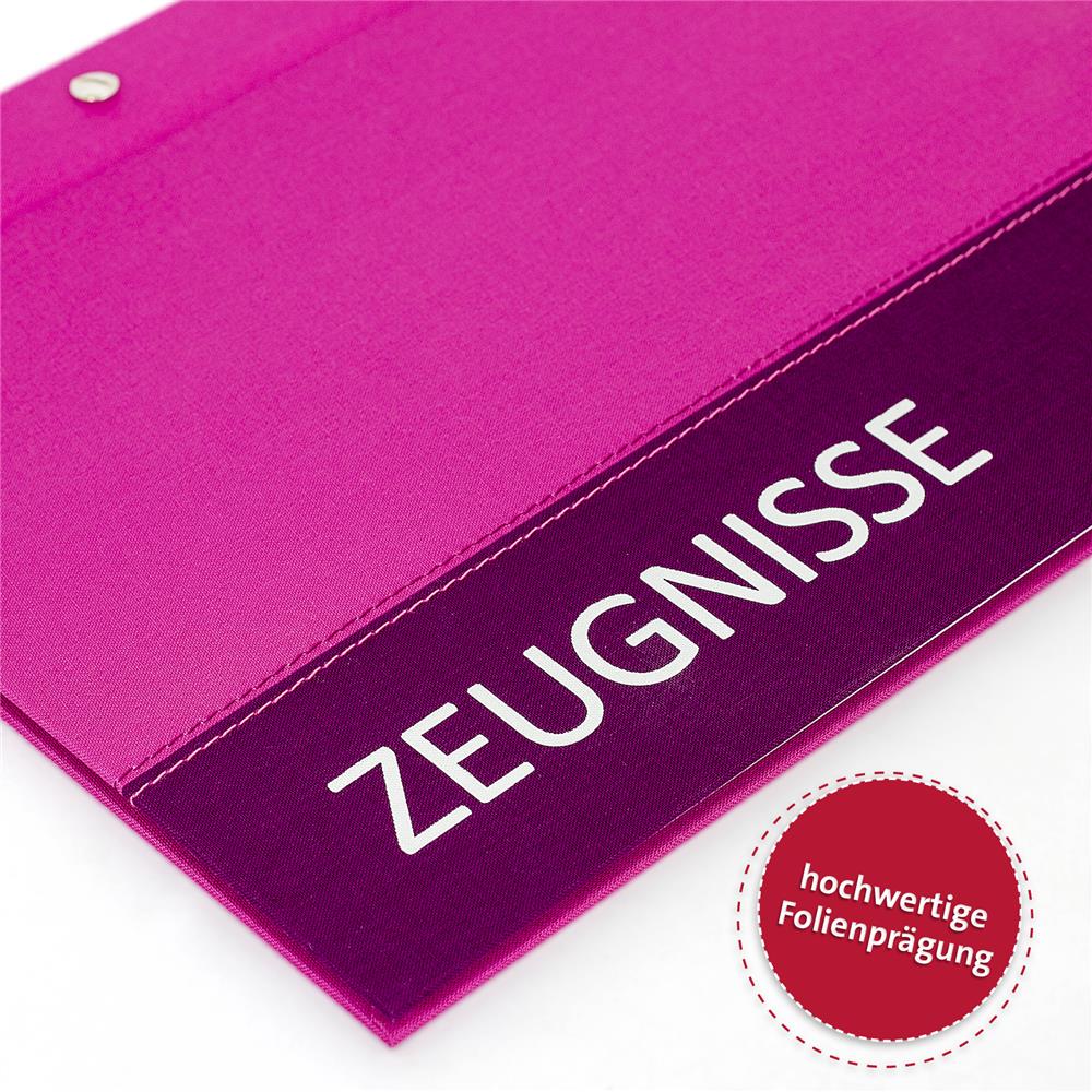 Roth Zeugnismappe Spectrum Pink, mit 12 A4 Klarsichthüllen, im Buchleineinband