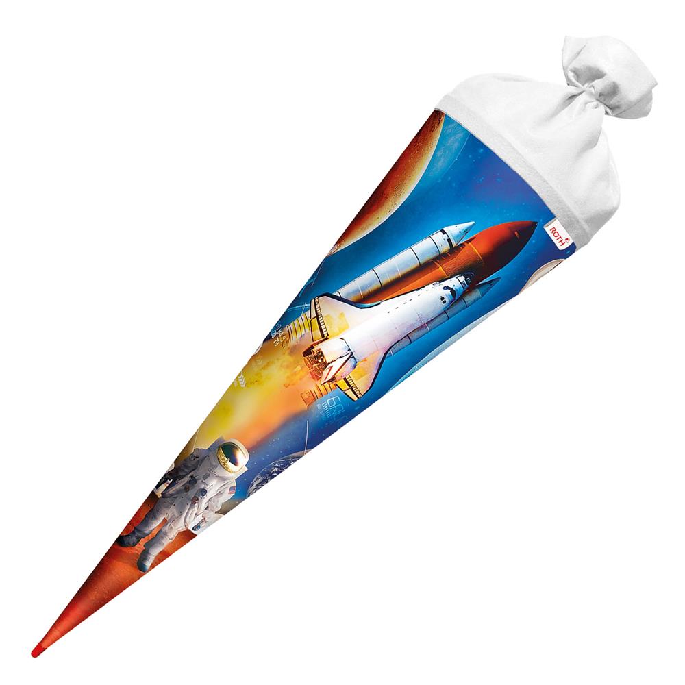 Roth Schultüte Weltraum, 70cm, rund, Rot(h)-Spitze, Filzverschluss