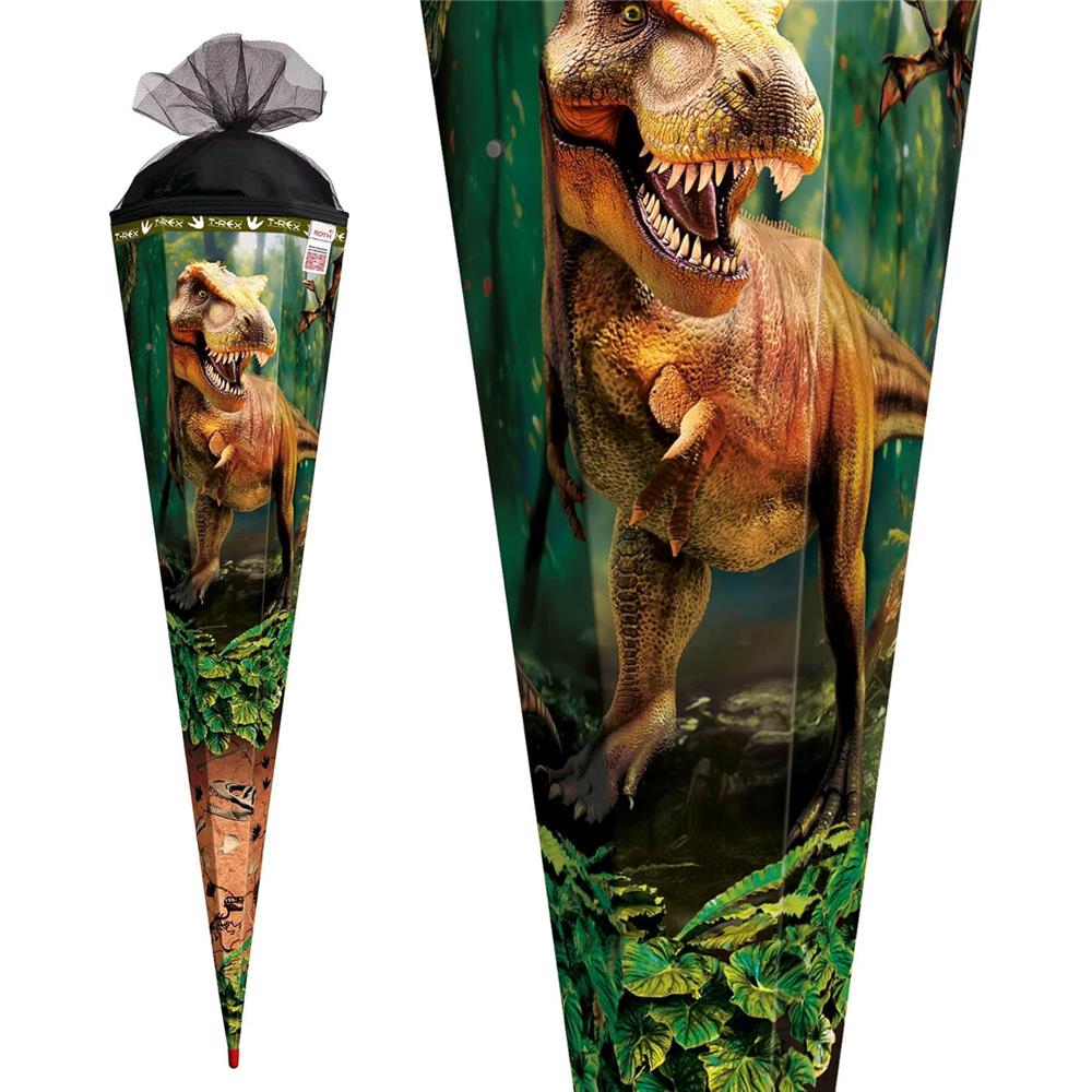 Roth Schultüte Dinosaurier T-Rex Welt, 85cm, eckig, Rot(h)-Spitze, Tüllverschluss, mit Sound