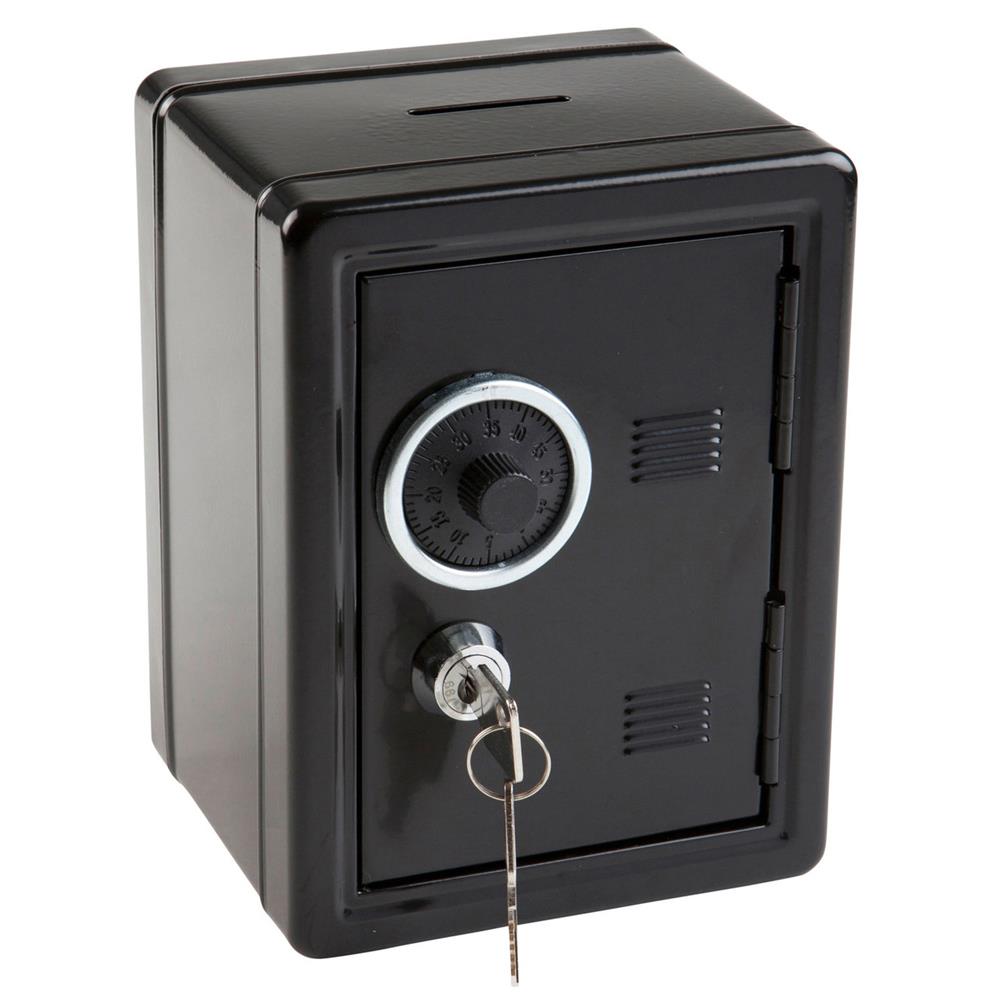 Idena Spartresor mit Zahlenschloss & Schlüsselschloss Schwarz aus Metall Spardose